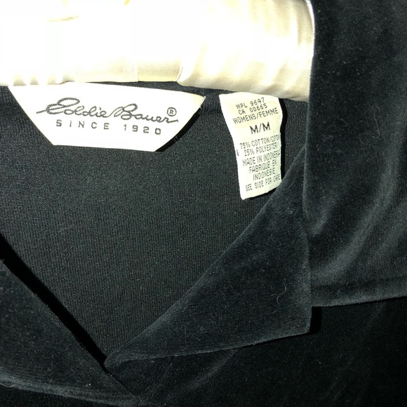 SALE Eddie Bauer Black Velour Collared Top - Picture 3 of 3